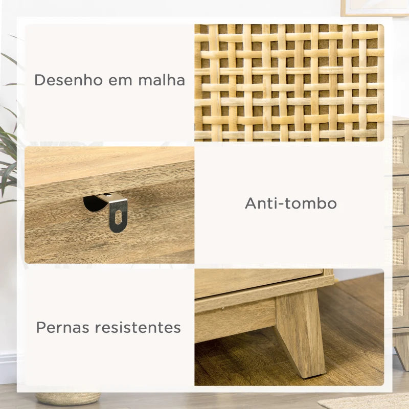 Cómoda Picasso com 4 Gavetas em Vime - Design Natura