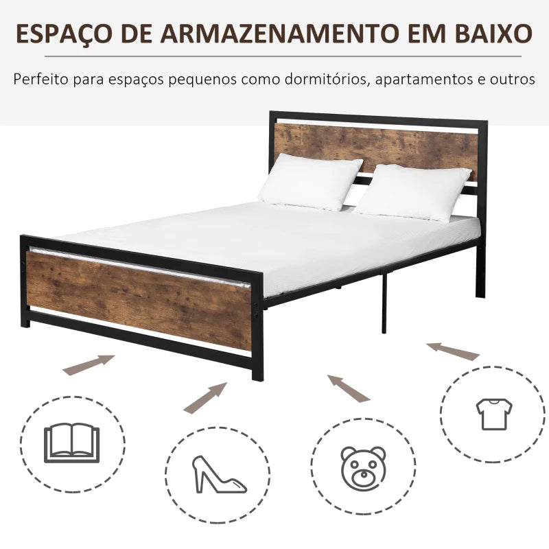 Estrutura de Cama de Casal Melaly - Design Retro - Leva-Me Contigo - Móveis & Decoração