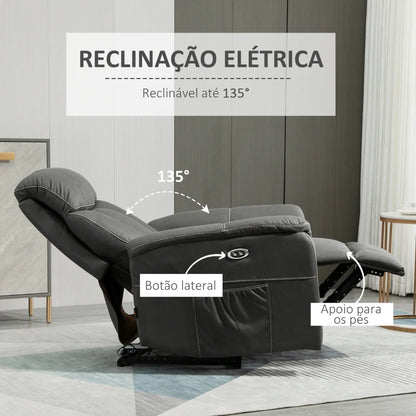 Poltrona Relax Evita com Reclinação Elétrica em Tecido Microfibra - Design Moderno