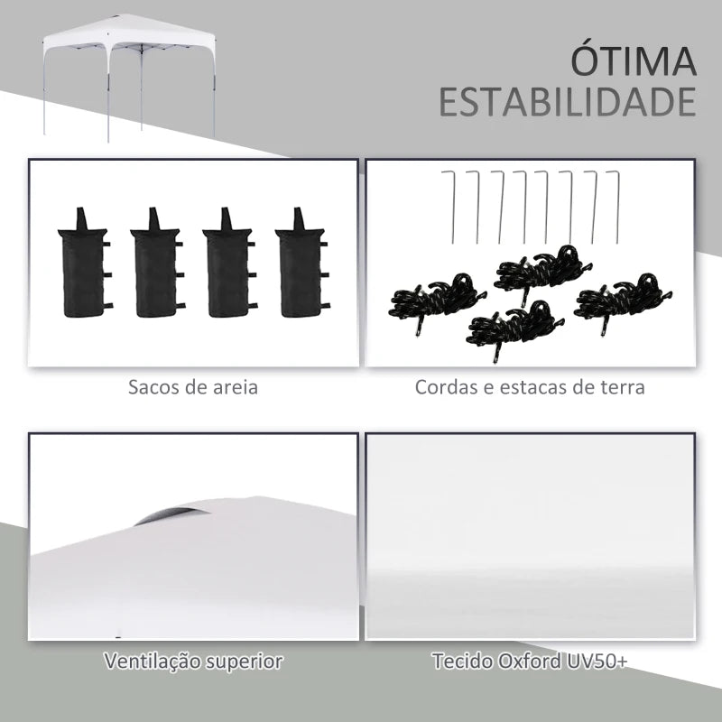 Tenda de Jardim Dobrável com Altura Ajustável - 2x2m