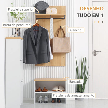 Conjunto de Entrada Jasmine - Cabide, Banco e Sapateira - Design Moderno