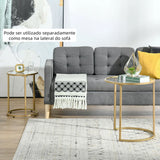 Conjunto de 2 Mesas de Apoio Chiara - Dourado - Design Moderno