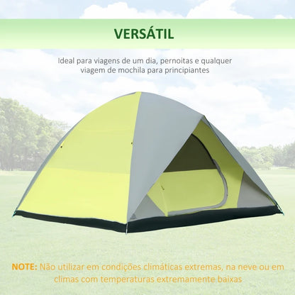 Tenda de Campismo para 6 Pessoas - 300x300x185cm - Amarelo e Cinzento