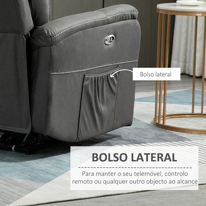 Poltrona Relax Evita com Reclinação Elétrica em Tecido Microfibra - Design Moderno