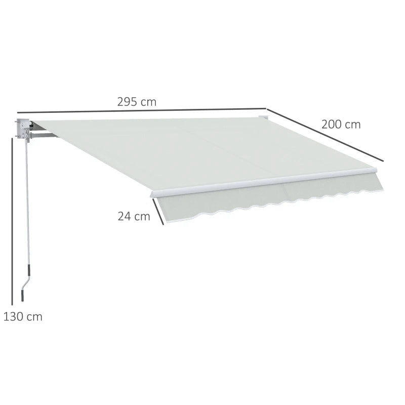 Toldo de Parede Retrátil com Manivela - 200x295 cm - Creme