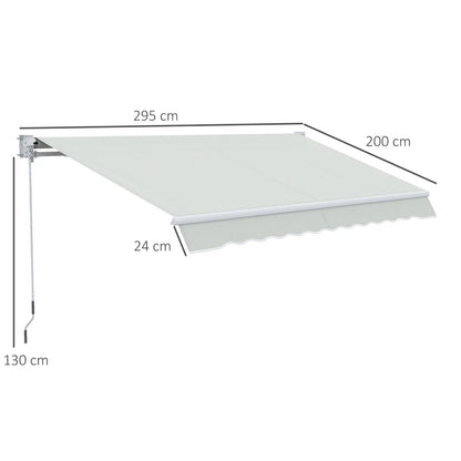 Toldo de Parede Retrátil com Manivela - 200x295 cm - Creme