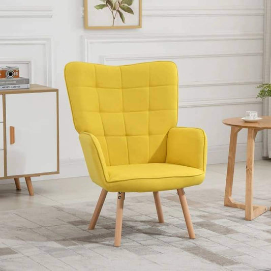 Poltrona WingBack Tufo - Amarelo - Design Nórdico - Leva-Me Contigo - Móveis & Decoração