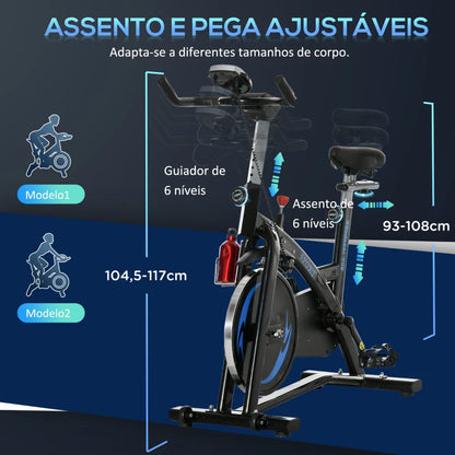 Bicicleta Estática com Ecrã LCD - Volante 10kg