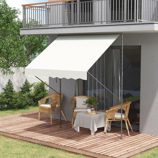 Toldo Portátil Retrátil com Manivela - 200x170x200-290cm - Creme