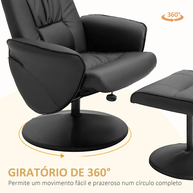 Poltrona Relax Joyn Reclinável Giratória - Preto - Design Moderno