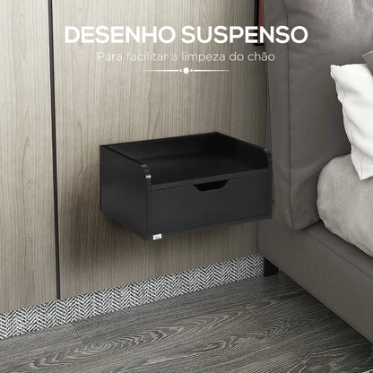 Conjunto de 2 Mesinhas de Cabeceira Suspensas Silence - Preto - Design Moderno