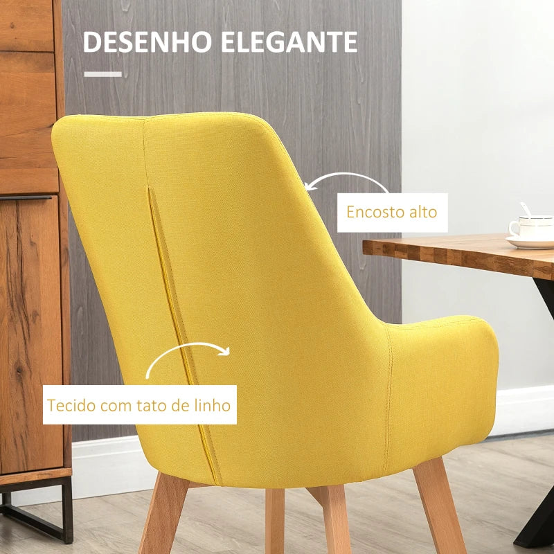 Conjunto de 2 Cadeiras Biscuit - Amarelo - Design Moderno