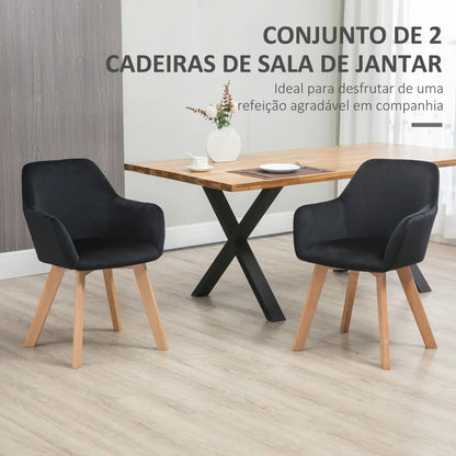 Conjunto de 2 Cadeiras Fabrici - Preto - Design Nórdico