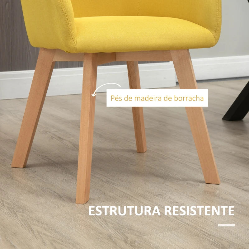 Conjunto de 2 Cadeiras Biscuit - Amarelo - Design Moderno