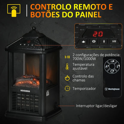 Mini-Lareira Elétrica 700W/1000W com Chama Realista