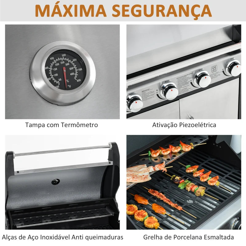 Churrasqueira a Gás com 5 Queimadores - 3KW