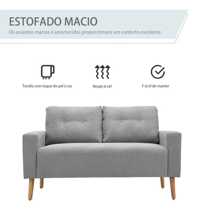 Sofá Faker de 2 Lugares - Cinzento - Design Nórdico