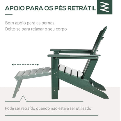 Cadeira Adirondack com Apoio de Pés - Design Rústico