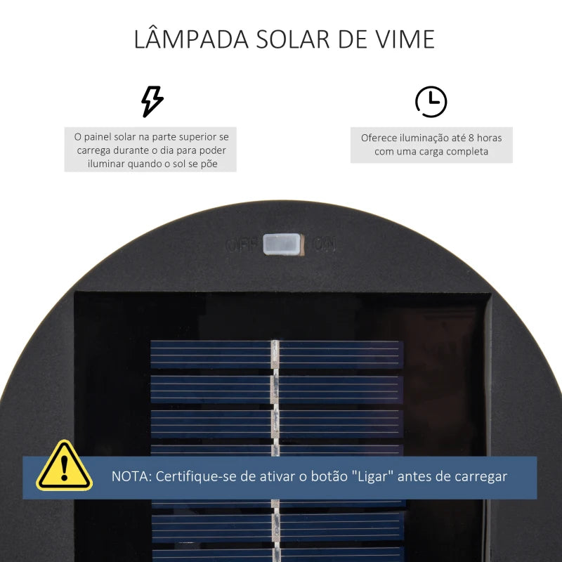 Candeeiro em Vime a Energia Solar - Castanho - Design Natura