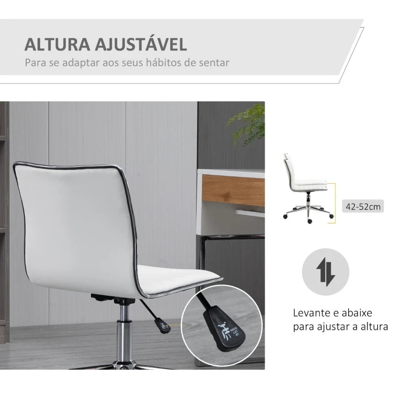 Cadeira Lince Ergonómica com Estofamento em Couro Artificial - Branco - Design Nórdico