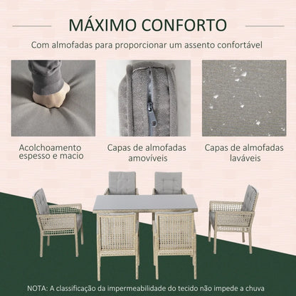 Conjunto Phiona - 6 Cadeiras e 1 Mesa em Vime