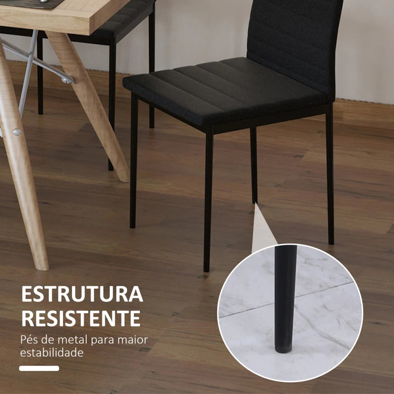 Conjunto de 4 Cadeiras Tesa - Preto - Design Moderno