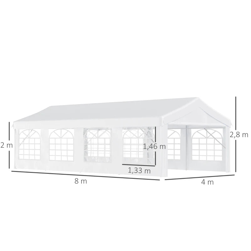 Tenda de Jardim em Aço com Janelas - 4x8m