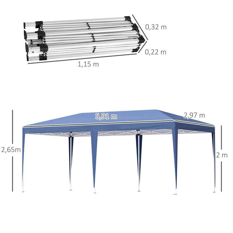 Tenda de Eventos Dobrável com Estrutura em Aço - 3x6m - Azul